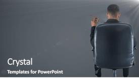  Presentation with cigar - Cool new PPT theme with back of seated business man backdrop and a gray colored foreground