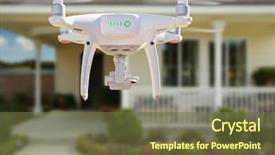  Presentation with drone quadcopter - PPT theme with back of unmanned aircraft system background and a tawny brown colored foreground