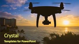  Presentation with drone quadcopter - Audience pleasing PPT theme consisting of back of unmanned aircraft system backdrop and a tawny brown colored foreground