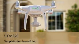  Presentation with drone quadcopter - Cool new slide deck with back of unmanned aircraft system backdrop and a coral colored foreground