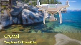  Presentation with drone quadcopter - PPT theme having back of unmanned aircraft system background and a tawny brown colored foreground