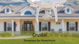  Presentation with drone quadcopter - Audience pleasing PPT theme consisting of back of unmanned aircraft system backdrop and a gold colored foreground