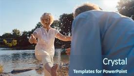  Presentation with senior couple - Beautiful presentation featuring back old days - full length of a funny backdrop and a ocean colored foreground