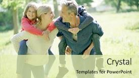  Presentation with old days - Colorful presentation theme enhanced with back old days - parents giving piggyback ride backdrop and a soft green colored foreground