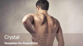  Presentation with backache - Audience pleasing PPT layouts consisting of back pain - rear view of a young backdrop and a gray colored foreground
