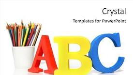  Presentation with white letters - Theme with school start - abc letters with pencils background and a white colored foreground