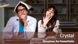  Presentation with late - Colorful theme enhanced with back school night - two students studying late preparing backdrop and a tawny brown colored foreground