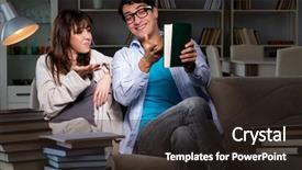  Presentation with late - Audience pleasing PPT layouts consisting of back school night - two students studying late preparing backdrop and a  colored foreground