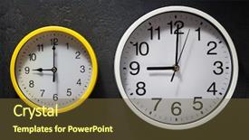  Presentation with black 3d plastic print texture - Slide deck having back school night - wall clock at black background background and a tawny brown colored foreground