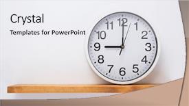  Presentation with poster on white wall above - Slide deck consisting of back school night - wall clock at wooden shelf background and a sky blue colored foreground