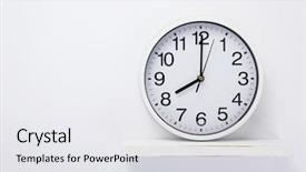  Presentation with clock - Presentation design featuring back school night - wall clock at wooden shelf background and a light gray colored foreground