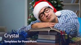  Presentation with animated christmas - Theme enhanced with back school night - young man working at home background and a  colored foreground