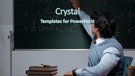  Presentation with math teacher - Slide deck enhanced with back school night - young math teacher in front background and a  colored foreground