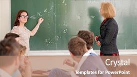  Presentation with teacher and student - Beautiful theme featuring back school teachers - teacher examining her student backdrop and a  colored foreground