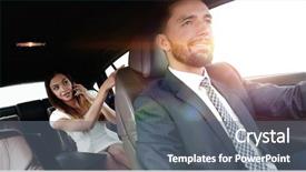  Presentation with intelligent car - Presentation theme having back seat in car background and a gray colored foreground