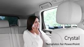  Presentation with car seat - Audience pleasing PPT theme consisting of back seat in car backdrop and a light gray colored foreground