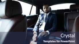  Presentation with seat belt in car safety - Presentation design with back seat of a car background and a  colored foreground