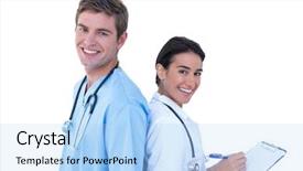  Presentation with nurses - Amazing presentation theme having back to back doctors and nurses on a white background backdrop and a light blue colored foreground