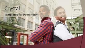  Presentation with stand - Beautiful slides featuring back to back outside workplace backdrop and a soft green colored foreground