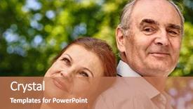  Presentation with old couple - PPT theme having back to backoutdoor loving eldery background and a coral colored foreground