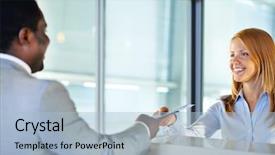  Presentation with ticket - Cool new slides with back to businessman at airport backdrop and a light blue colored foreground