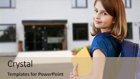  Presentation with back school education - Beautiful PPT layouts featuring back to school - portrait backdrop and a coral colored foreground