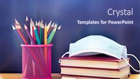  Presentation with medical supplies - Audience pleasing slide set consisting of back-to-school-after-coronavirus backdrop and a ocean colored foreground