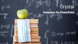  Presentation with medical supplies - Colorful presentation theme enhanced with back-to-school-after-coronavirus backdrop and a ocean colored foreground