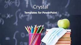  Presentation with medical supplies - Theme enhanced with back-to-school-after-coronavirus background and a ocean colored foreground