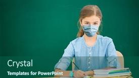  Presentation with back school education - Slide set enhanced with back-to-school-after-quarantine background and a ocean colored foreground