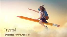  Presentation with back school education - Presentation theme with back-to-school-after-quarantine background and a cream colored foreground