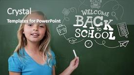  Presentation with pupil - PPT layouts consisting of back to school against cute pupil holding chalk background and a gray colored foreground
