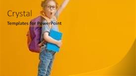  Presentation with back school - PPT theme featuring back-to-school-and-happy background and a gold colored foreground