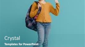  Presentation with back school - Cool new slide deck with back-to-school-and-happy backdrop and a teal colored foreground