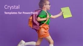  Presentation with back school - Colorful slide deck enhanced with back-to-school-and-happy backdrop and a violet colored foreground