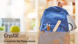  Presentation with backpack - Beautiful presentation theme featuring back to school and happy backdrop and a coral colored foreground