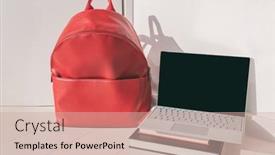  Presentation with back school - Colorful presentation design enhanced with back-to-school-and-online backdrop and a coral colored foreground