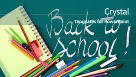  Presentation with art supplies - Presentation theme featuring back to school art supplies background and a ocean colored foreground