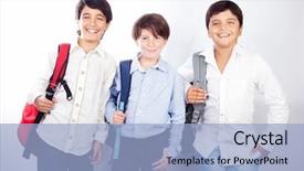  Presentation with school backpacks - Presentation design consisting of back to school best friend background and a light blue colored foreground