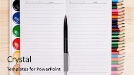  Presentation with back school - PPT theme featuring back to school concept - office background and a white colored foreground