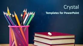  Presentation with back school - Audience pleasing PPT theme consisting of back-to-school-concept-accessories backdrop and a ocean colored foreground