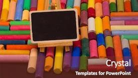  Presentation with crayons - Slide deck having back to school concept blackboard background and a tawny brown colored foreground