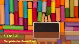  Presentation with crayons - Slide set featuring back to school concept blackboard background and a tawny brown colored foreground