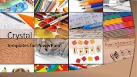 Presentation with back to school concept school - Audience pleasing theme consisting of back to school concept collage backdrop and a coral colored foreground