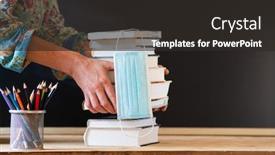  Presentation with medical books - Presentation design consisting of back-to-school-concept-during background and a dark gray colored foreground