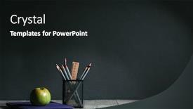  Presentation with back school - Cool new PPT theme with back-to-school-concept-stationery backdrop and a wine colored foreground