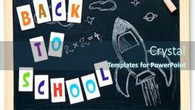  Presentation with hand drawn school - Slide set featuring back-to-school-concept background and a ocean colored foreground