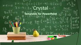  Presentation with back-school - PPT theme consisting of back to school concept with long numbers calculation on blackboard and a desk with books fruit background and a ocean colored foreground