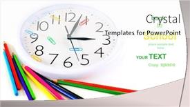  Presentation with back school education - Cool new PPT layouts with clock subject time science - back to school conceptual image backdrop and a white colored foreground