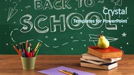  Presentation with school apple - PPT theme consisting of back to school concepty background and a ocean colored foreground